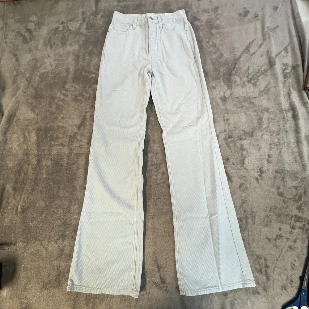 PacSun High Rise Bootcut Corduroy Pants Womens 24 Blue‎ Grey Flare Leg New